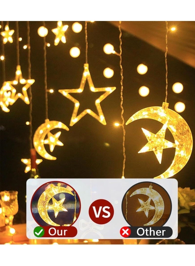 جايزهو زينة رمضان ، نوافذ أضواء سلسلة الزخرفية ، 3.5 متر 12 ليد ستار القمر سلسلة الستار أضواء لعيد الشكر عيد الميلاد هالوين رمضان عيد مبارك هالوين ديكور المنزل - Image 4